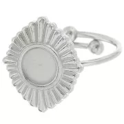 Bague fine ethnique réglable T.53 à T.57 pour cabochon 6mm - Acier inoxydable 316L