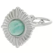 Bague fine ethnique réglable T.53 à T.57 pour cabochon 6mm - Acier inoxydable 316L