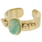 Bague martelée pour cabochon 8x6 mm - Taille 57 - Acier inoxydable 316L Doré x1