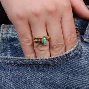 Bague martelée pour cabochon 8x6 mm - Taille 57 - Acier inoxydable 316L Doré x1