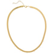 Tour de cou maille miroir serpent plate 5mm 7 anneaux Acier inox 304L Doré x42cm