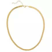 Tour de cou maille miroir serpent plate 5mm 7 anneaux Acier inox 304L Doré x42cm