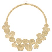 Pendentif cercle évidé avec fleurs 38 mm - Acier inoxydable 316L Doré x1|raw }}