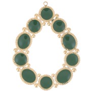 Pendentif goutte 48.5x37 mm avec résine époxy - Acier inox 316L Doré - Vert sapin|raw }}