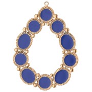 Pendentif goutte 49x37 mm avec résine époxy - Acier inox 304 Doré - Bleu foncé 
