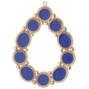 Pendentif goutte 49x37 mm avec résine époxy - Acier inox 304 Doré - Bleu foncé 