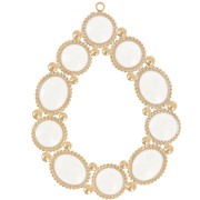 Pendentif goutte 48.5x37 mm avec résine époxy - Acier inox 316L Doré - Crème|raw }}