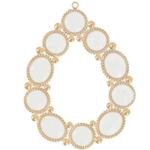 Pendentif goutte 48.5x37 mm avec résine époxy - Acier inox 304 Doré - Crème