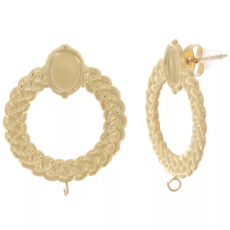 Boucles D'oreilles Clous Art Déco Couronne Avec CZ Multicolores Vert Et Bleu - Parfaites Pour Mariage Ou Soirée