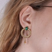 Clous d'oreilles couronne tressé 25mm pour cabochon 8x6 mm - Acier inox 316L Doré