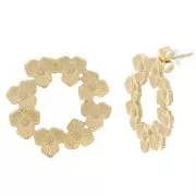 Boucles d'oreilles couronne de fleurs 23 mm - Acier inoxydable 316L Doré x2