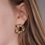 Boucles d'oreilles couronne de fleurs 23 mm - Acier inoxydable 316L Doré x2