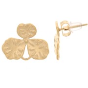 Clous d'oreilles fleurs texturées 14x18 mm  - Acier inox 304L Doré x2