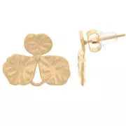 Clous d'oreilles fleurs texturées 14x18 mm  - Acier inox 304L Doré x2