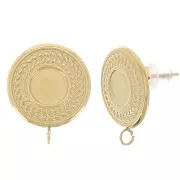 Clous d'oreilles rond 14 mm pour cabochon 6 mm - Acier inoxydable 304 Doré x2