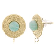 Clous d'oreilles rond 14 mm pour cabochon 6 mm - Acier inoxydable 304 Doré x2