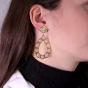 Clous d'oreilles rond 14 mm pour cabochon 6 mm - Acier inoxydable 304 Doré x2