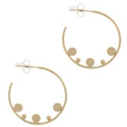 Créoles fines 29 mm pour 3 cabochons 3 mm - Acier inoxydable 316L Doré x2