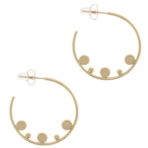 Créoles fines 29 mm pour 3 cabochons 3 mm - Acier inoxydable 316L Doré x2