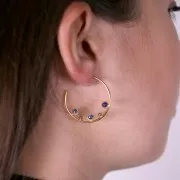 Créoles fines 29 mm pour 3 cabochons 3 mm - Acier inoxydable 316L Doré x2