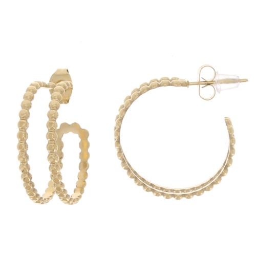 Créoles double fil pour tissage de perles 23 mm - Acier inoxydable 316L Doré x2