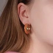 Créoles double fil pour tissage de perles 23 mm - Acier inoxydable 316L Doré x2