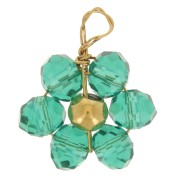 Pendentif fleur 10mm en perles en verre facetté - Acier inox 316L Doré - Turquoise|raw }}