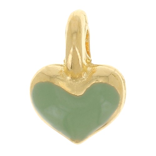 Mini breloque coeur 7x5 mm en résine époxy - Doré à l'or fin - Mint x1