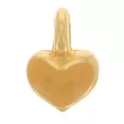 Mini breloque coeur 7x5 mm en résine époxy - Doré à l'or fin - Ocre x1