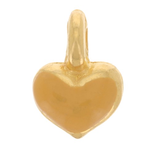 Mini breloque coeur 7x5 mm en résine époxy - Doré à l'or fin - Ocre x1
