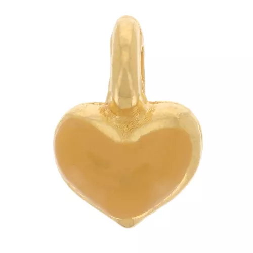 Mini breloque coeur 7x5 mm en résine époxy - Doré à l'or fin - Ocre x1