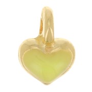 Mini breloque coeur 7x5 mm en résine époxy - Doré à l'or fin - Jaune fluo x1
