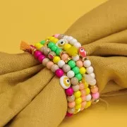 Mini breloque coeur 7x5 mm en résine époxy - Doré à l'or fin - Corail fluo x1