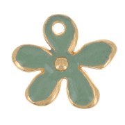 Breloque fleur 12.5x14 mm en résine époxy - Doré à l'or fin - Mint x1