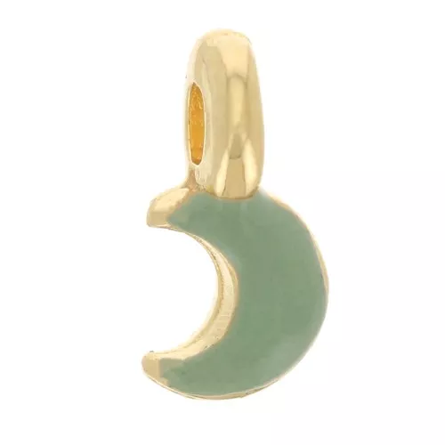 Mini breloque lune 7x3 mm en résine époxy - Doré à l'or fin - Mint x1