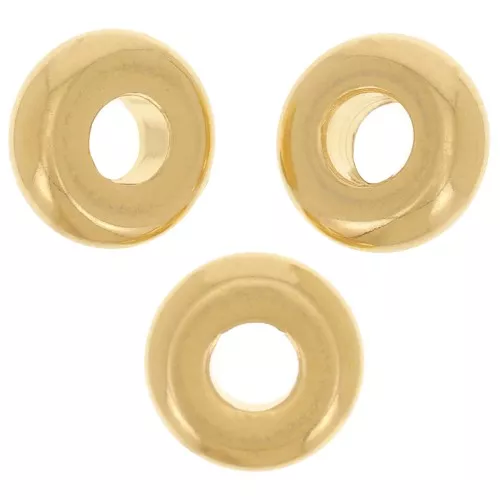 Perles rondelles lisses 7.5 mm - Doré à l'or fin x5
