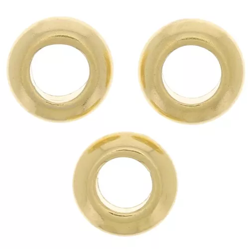 Perles rondelles 5 mm gros trou - Doré à l'or fin x5