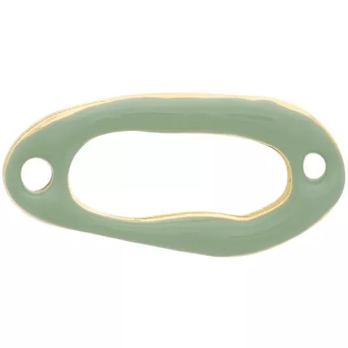 Intercalaire ovale irrégulier évidé 24x12mm & résine époxy Doré Or fin - Mint x1