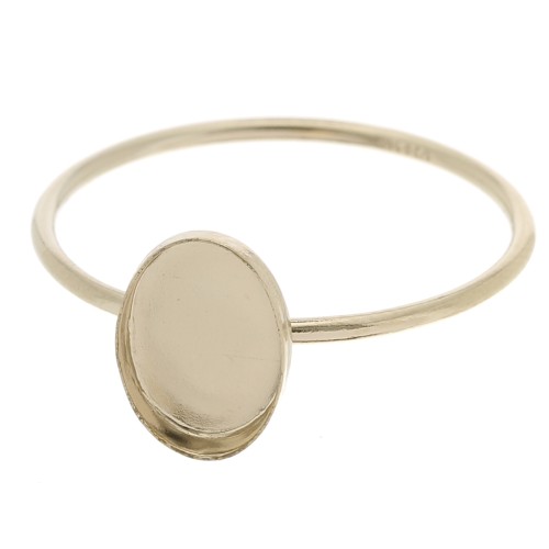 Bague fine serti pour cabochon 8x6 mm - Taille 51 - Gold filled (or laminé) x1