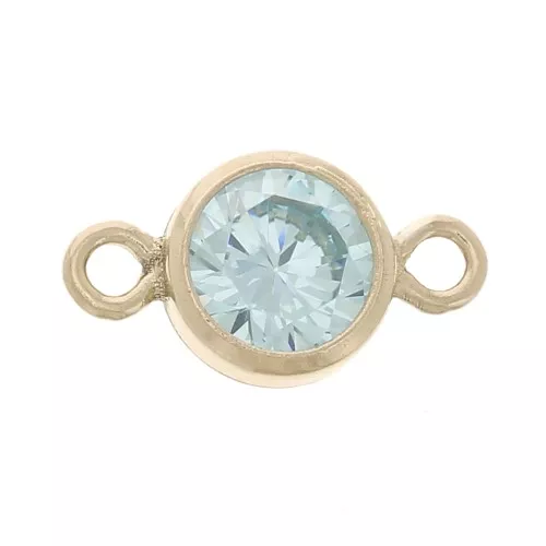 Intercalaire rond 4.5mm - oxyde Zirconium -Aquamarine - Gold filled (or laminé) x1