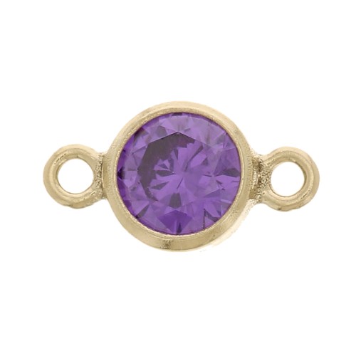 Intercalaire rond 4.5 mm oxyde de Zirconium -Amethyst - Gold filled (or laminé) x1