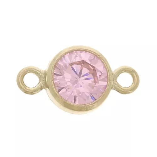 Intercalaire rond 4.5 mm oxyde de zirconium - Rose - Gold filled (or laminé) x1