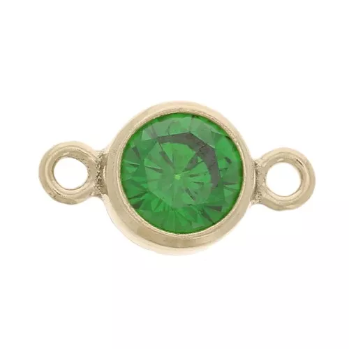 Intercalaire rond 4.5 mm - oxyde de Zirconium - Vert - Gold filled (or laminé) x1