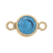Intercalaire rond 4.5 mm oxyde de Zirconium -Aqua Blue -Gold filled (or laminé)  x1