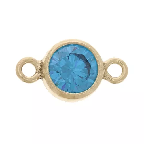 Intercalaire rond 4.5 mm oxyde de Zirconium -Aqua Blue -Gold filled (or laminé) x1
