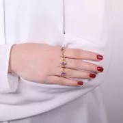 Bague ovale Amethyste contour dentelé - Taille 52 - Doré à l'or fin x1