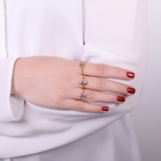 Bague ovale Amethyste contour dentelé - Taille 54 - Doré à l'or fin x1