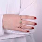 Bague navette Amethyste contour dentelé - Taille 57 - Doré à l'or fin x1