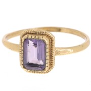 Bague rectangle Amethyste contour dentelé - Taille 54 - Doré à l'or fin x1|raw }}