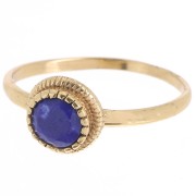 Bague ronde Lapis lazuli contour dentelé - Taille 57 - Doré à l'or fin x1
